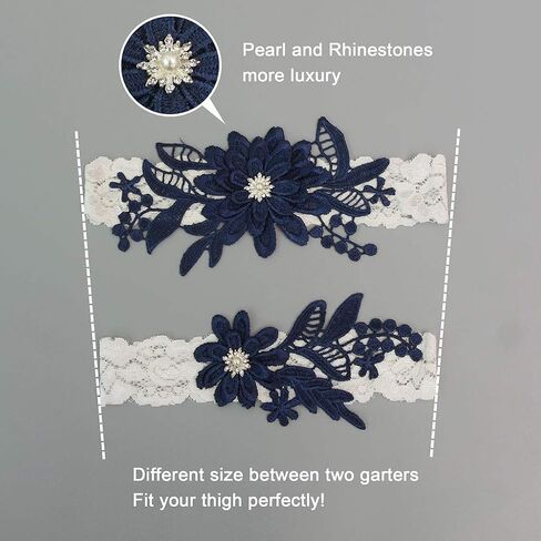 GARGALA Wedding Garters for Bride Bridal Lace Garter Set with Rhainestone Pearls in Saudi Arabia