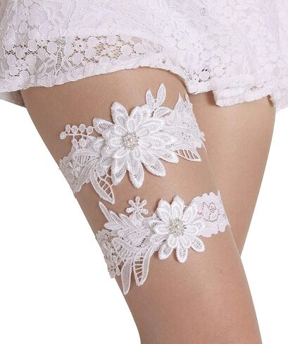 GARGALA Wedding Garters for Bride Bridal Lace Garter Set with Rhainestone Pearls in Saudi Arabia