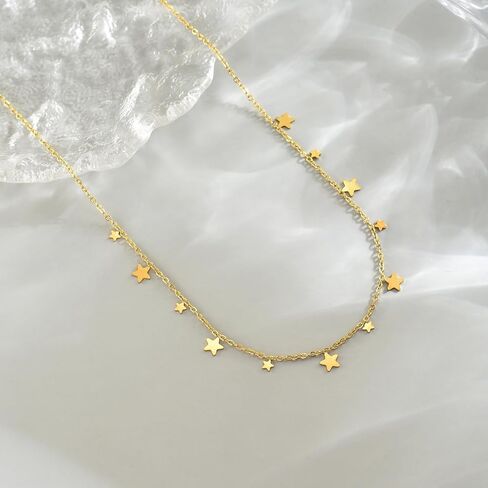 Gold Chain Necklace for Women 18K Gold Plated Stainless Steel Necklace Dainty Star Cross Heart Choker Chains Simple Delicate Minimalist Trendy Jewelry in Kuwait