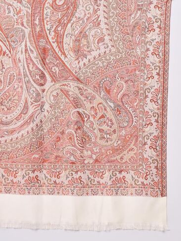Zamour Large Jacquard Woven Indian Shawl Wrap for Men, Light Weight, Traditional Floral Jaal Patterns Black in Saudi Arabia