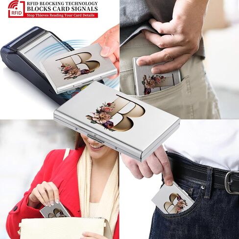 حامل بطاقات الائتمان، محفظة رفيعة لحمل بطاقات الائتمان RFID، تصميم عصري وأنماط فنية، محفظة معدنية لحمل بطاقات الائتمان، للرجال والنساء. (6 فتحات/فضي/M) in Saudi Arabia
