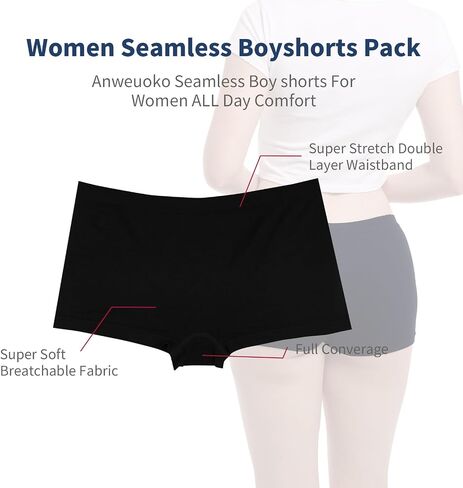 Seamless Boyshort Underwear For Women Nylon Spandex Boyshorts Panties Soft Stretch Boy Shorts Underwear MultiPack in Saudi Arabia