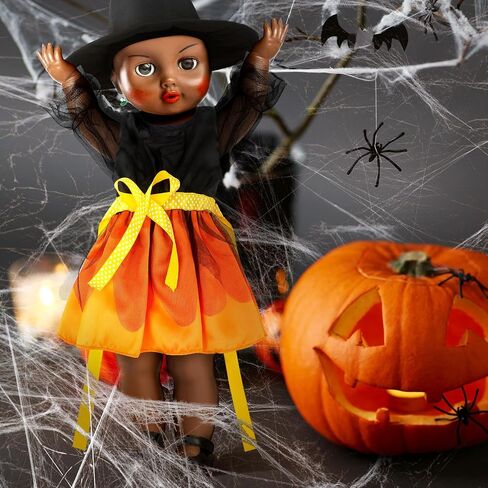 Jenaai 4 Pcs Halloween Doll Clothes and Accessories 18 Inches Doll Halloween Costumes Dress Shoes Witch Hats Outfit with Halloween Pumpkin Lantern for 18 Inch Doll Accessories in Saudi Arabia