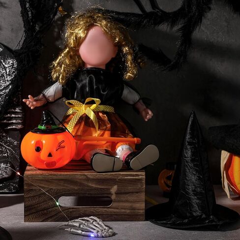 Jenaai 4 Pcs Halloween Doll Clothes and Accessories 18 Inches Doll Halloween Costumes Dress Shoes Witch Hats Outfit with Halloween Pumpkin Lantern for 18 Inch Doll Accessories in Saudi Arabia