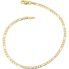 Kooljewelry 10k Yellow Gold 2.3 mm High Polish Concave Figaro Link Bracelet (7 or 8 inch)
