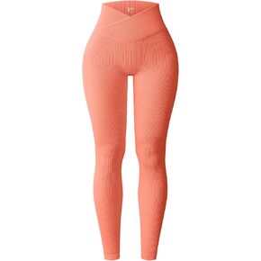 OQQ Women's Leggings Ribbed Cross Over High Waist Athletic Exercise Lounge Travel Pants