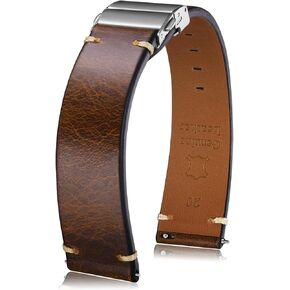 Getalia leather Watch Band Retro Oil wax Genuine Leather,18mm 19mm 20mm 21mm 22mm Quick Release Foldover Clasp Replacement Watch Straps for Men and Women