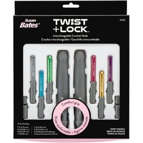 Susan Bates Twist + Lock Deluxe Intchg Crochet Hook Set-Sizes F5/3.75mm To K10.5/6.5mm 12706G1