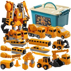 Magnetic Transform Engineering Car Assembled Toys with Storage Box, Toys for Toddlers 3-4 Magnetic Blocks for Kids Age 3-5 4-8 Outdoor Toddler Activities Toys (Engineering Series 35 Pieces)