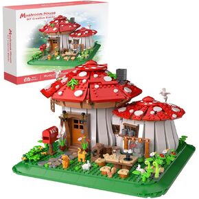 Mushroom House Building Blocks Set - Unique Design Creative Building Toy for Adults and Teens Mini Brick 1621pcs