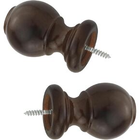 2PCS Curtain Rod Solid Wood Decorative Header Roman Rod Spherical Track Fittings Accessories Coffee Color Diameter 28mm Curtain Rod Finials for Office Living Room Bedroom