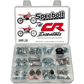 Specbolt CR 85 125 250 500 Essentials Bolt Kit Fits: All Honda CR80 CR85 CR125 CR250 CR500 Kick Start Seat Subframe Fenders Brake Rotors Sprocket Fork Guards Track & Trail assortment.