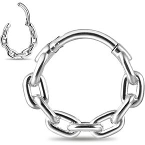 Chain Septum Rings 16G/(10mm,12mm) Septum Jewelry Dainty Helix Daith Earrings for men/women 316L Stainless steel Daith Piercing Jewelry Silver Gold Black