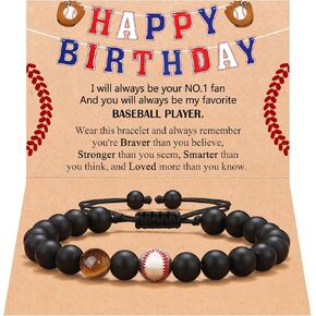 UNGENT THEM Happy Birthday Gifts Baseball Bracelet for Son Grandson Teens