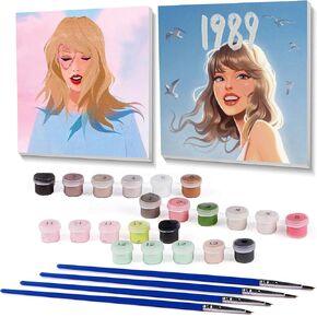 Guairen Art 2 Packs Paint by Numbers Kits for Adults with Framed,Adults' Paint-by-Number Kits on Canvas Easy Acrylic Watercolor Oil Painting by Number for Adults Adults for Home 8x8 inchs（Singers）