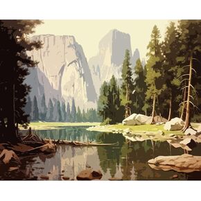 Natural Landscape DIY Paint by Numbers for Adults Forest Paint by Number Yosemite Oil Painting Paint by Number Kit for Kids Paint by Numbers for Adults Beginner 16X20 Inch Flameless