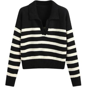 CIDER Polo Sweaters for Women Striped Collar Knit Fall Sweaters 2024