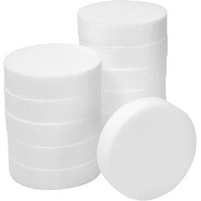 Juvale 12 Pack Foam Circles for Crafts, Round Polystyrene Discs for DIY Projects (4 x 4 x 1 in)