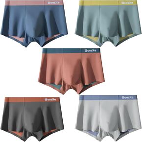 Mens Underwear Supersoft Modal Breathable Seamless Boxer Briefs, Tagless Big U Pouch Trunk, 5 Pack, S-XL
