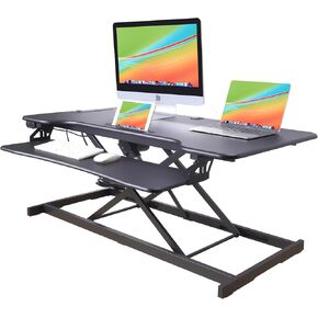 Rocelco 19" Portable Laptop Riser, Height Adjustable Travel Standing Desk Converter, Premium Compact Sit Standup Keyboard Monitor Rising Workstation with Carry Bag, Black R PDRB