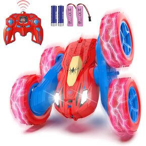 Spider Remote Control Cars for 3 4 5 6 7 Year Old Boys Double Sided 4WD Off-Road, 360° Rotating RC Stunt Car 2.4GHz Rechargeable Toys for Ages 6-12 Boys and Girls Birthday Xmas Gift