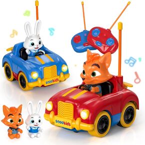 2 Pack Remote Control Cars for Toddlers and Kids with Detachable Figures, Lights and Music, Toys for Boys and Girls Age 3 4 5 6 Year Old
