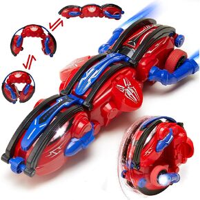 2.4Ghz Spider RC Cars with LED Lights, 360° Rolling Remote Control Car Rotating RC Stunt Car for Kids 6 7 8 9+ Year Old, Rechargeable Snake Car Indoor Outdoor Spider Toys for Boys 6 7 8-13