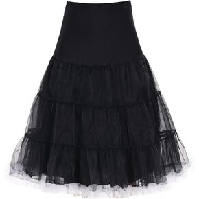 Vlazom Women's 50s Vintage Petticoat Half Slip Tulle Skirt Wedding Petticoat Crinoline Underskirt for Prom Evening Dress