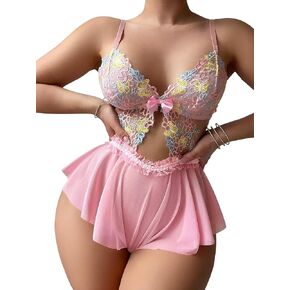 مثير انقطاع كشكش مطيع محض المطرزة شبكة الأزهار رومبير بيبي دول الملابس الداخلية ارتداءها قطعة واحدة in Kuwait