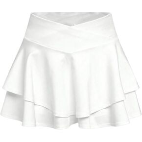 GORGLITTER Girl's Wrap Front Flared Skirts Tiered Layered Ruffle Hem Short Skirt