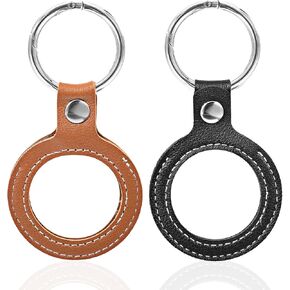 2 Pack Coin Holder Keychain Pu Leather AA Coin Holder Fits Coin Size 34mm Waterproof Sobriety Coin Holder for AA Coin Chips Tokens Medallion Collection Stroage(Black, Brown)