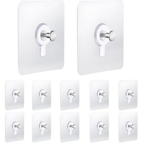 Drill Free Adhesive Hooks, Picture Hangers Without Nails, 12 Pcs Nail Free Wall Hangers, Wall Hooks Adhesive for Hanging for Kitchen, Bathroom, Home