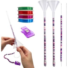 Beading Funnel- Clay Beads Bracelet Making Kit Can Replace Clay Bead Spinner, Beading Needles Bracelet Making Kit for Jewelry Making, Necklace Making with Beading Funnel, Beading Needles, Clip,2Pcs
