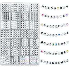 Mio Angle Letter Beads 28 Styles Friendship Bracelets Assorted Alphabet Beads Preppy Beads Jewelry Making Kit with Beads Case for Teen Girl Gifts Ages 6 7 8 9 10 11 12 （Black Letter White Beads）
