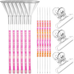 FIONUPI 6 Pack Beading Funnel Clay Beads Kit Bracelet Making Tools with Beading Needles Transparent Cap Tube Clip for Jewelry Nacklaces