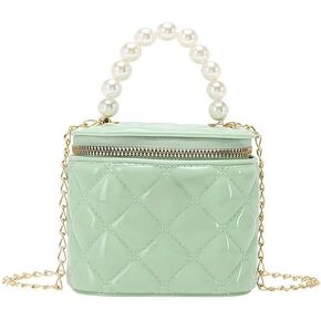 Girls Wallet, Mini Jelly Purse for Women, Shoulder Bags with Pearl Handle and Gold Chain-Crossbody Handbags-Box bag in Saudi Arabia