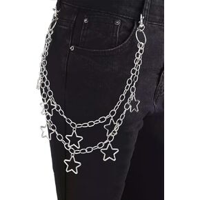 Double Layer Star Pant Chain Goth Jean Chains Hip Hop Pants Chain Punk Wallet Chain for Men Rock Pocket Chian Y2K Accessories Goth Accessories for Women
