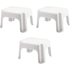 Rubbermaid Durable Plastic Roughneck Step Stool w/ 300-LB Weight Capacity, White (3-Pack)