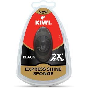 KIWI Black Rectangular Shoe Shine Sponge - Express Shine, 51.0mm (H) x 76.0mm (L) x 51.0mm (W), Quick and Easy Application, 1 Count