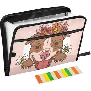 Pink Blue Hydrangea Accordion File Organizer with Safe Zipper,13 Pocket Expanding File Folder with Sticky Labels,A4 Letter Size Paper,Portable File Organizer for Office Supplies