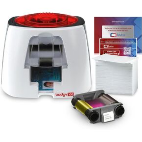 Bodno Badgy100 ID Card Printer with Complete Supplies Package ID Software - Bronze Edition