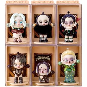Figures Display Box, Clear Figures Display Case with ID Card Slot, Stackable Doll Display Stand for Pop Mart Lego Collectibles Action Figures (Pink)