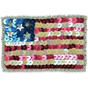 Expo International The Stars and Stripes American USA Flag Sequin Patches/Appliques, Red White and Blue