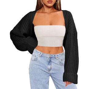Women Knit Bolero Shrug Sweater Cropped Cardigan Long Sleeve Shoulder Sweater Shrug