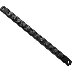 Magnetic Socket Organizer, 3-Piece Heavty Duty ABS Socket Holder, Socket Rail for Tool Box, Premium Quality 360° Swivel Socket Rack with 40 Clips for 1/2, 3/8, 1/4-Inch(Black)