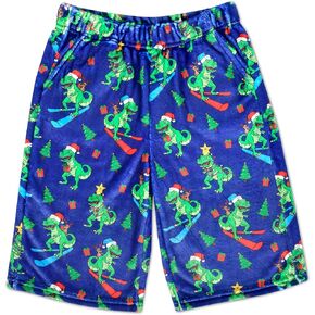 iscream Big Boys Silky Soft Plush Fun Print Fleece Shorts - Holiday Fun Collection