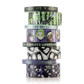 Conquest Journals Beetlejuice Washi Tape Bundle, 8 Rolls, 4 15mm Rolls & 4 Corresponding 5mm Rolls, Washi Tapes For All Your Planning, Journaling and Scrapbooking Projects, Officially Licensed