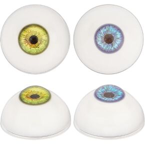 PH PandaHall 2 Pairs of 2 Colors Scary Eyeballs, 1.25 Inch Half Round Resin Craft Eyes Large Hollow Eyeballs Bear Eyes for Halloween Party Decor Art Sculptures Props Puppets Jewelry Making