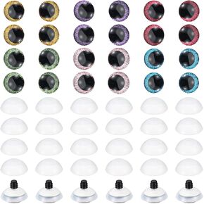 PATIKIL 30mm Flash Safety Eyes, 24 Pcs Doll Eyes Realistic Colorful Crocheting Safety Eyes for Decor Crochet Accessories Dolls Craft, Mixed Colors