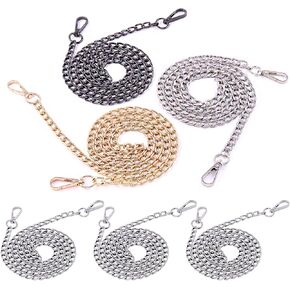 Swpeet 3Pcs Sliver Luxury Fashion 47 Inche Replacement Flat Chain Strap and 3Pcs Luxury Fashion 47 Inche Replacement Flat Chain Strap